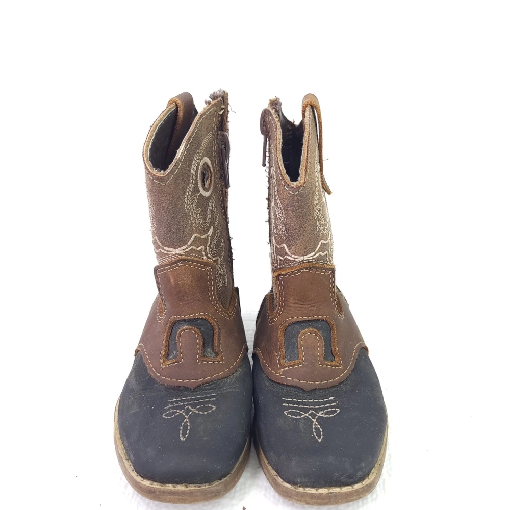 Baby Red Hawk Western Boots Leather Cowboy Side Zip Bootie Infant Shoe Size 7.5